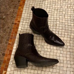 SALE! ZARA leather cowboy ankle booties